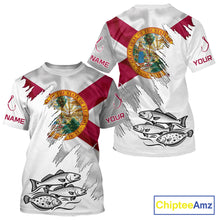 Load image into Gallery viewer, Personalized Inshore Slam Snook, Redfish,Trout Florida Flag Fishing Shirts T - Shirt For Men NHT848