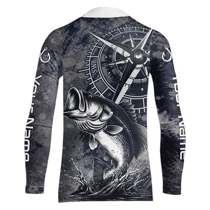 Personalized Bass Performance Fishing Shirts , Bass Compass Tournament Shirts NHT389