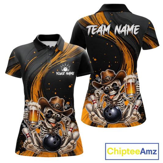Polo shirt with skeleton design and 'Team Name' text, featuring ChipteeAmz branding.