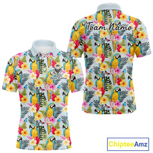 Load image into Gallery viewer, Funny Tropical Parrot Mens Golf Polo Shirt – Custom Name Shirt For Men, Summer Beach Vacation Outfit NHT858