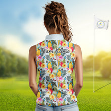 Load image into Gallery viewer, Funny Tropical Parrot Sleeveless Women Golf Polo Shirt – Custom Name Shirt For Womens, Summer Beach Vacation Outfit NHT858