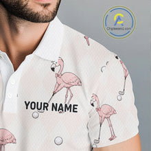Load image into Gallery viewer, Personalized Argyle Funny Flamingo Pattern Polo Shirt - Custom Golf Team Gift