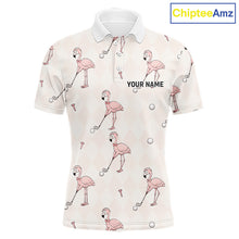 Load image into Gallery viewer, Personalized Argyle Funny Flamingo Pattern Polo Shirt - Custom Golf Team Gift