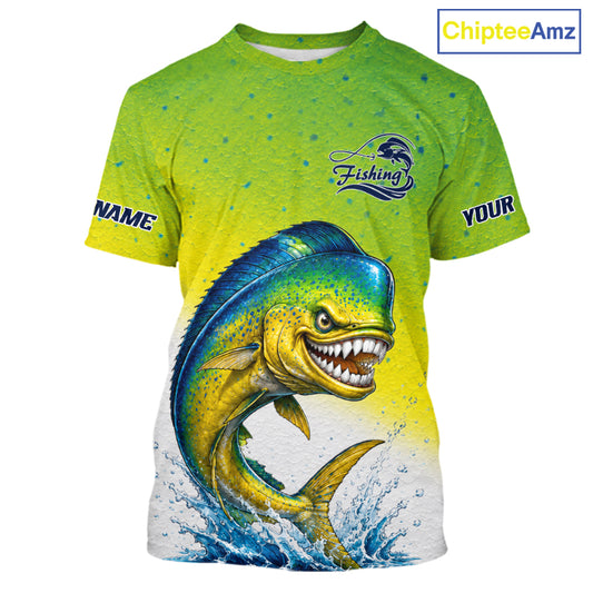 Personalized Offshore Fishing Jerseys, Mahi Mahi Angry Tournament Fishing T - Shirt For Men NHT1311