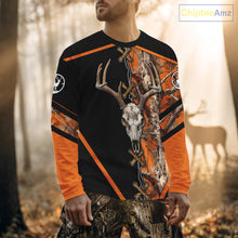 Load image into Gallery viewer, Personalized Orange Camo Black Skull Deer Hunting 3D Shirts, Perfect Gift for Hunters NHT281