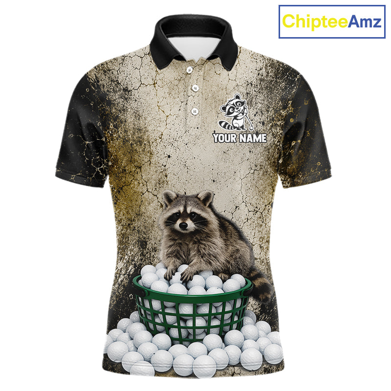 Custom Raccoon Golf Polo Shirt For Men - Personalized Funny Vintage Golf Apparel 