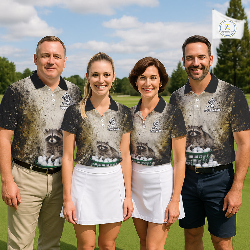 Custom Raccoon Golf Polo Shirt For Men - Personalized Funny Vintage Golf Apparel NHT1178