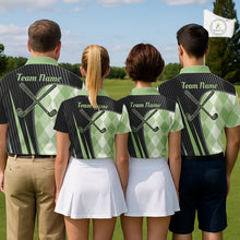 Load image into Gallery viewer, Mens Golf Polo Shirt Green Black Argyle Plaid Golf Pattern Custom,  Mens Shirt Golf Tops NHT667