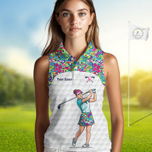 Load image into Gallery viewer, Personalized Golf Polo Shirt Custom Name Golf Shirt Funny Golfer Gift Womens Sleeveless Golf Jersey Colorful Golf Outfit NHT686