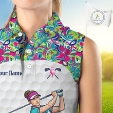 Load image into Gallery viewer, Personalized Golf Polo Shirt Custom Name Golf Shirt Funny Golfer Gift Womens Sleeveless Golf Jersey Colorful Golf Outfit NHT686