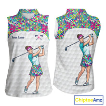 Load image into Gallery viewer, Personalized Golf Polo Shirt Custom Name Golf Shirt Funny Golfer Gift Womens Sleeveless Golf Jersey Colorful Golf Outfit NHT686