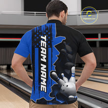 Load image into Gallery viewer, Men's Custom Bowling Tournament Polo Shirt &amp; 1/4 Zip – Personalized Team Bowling Jersey| Blue NHT1196