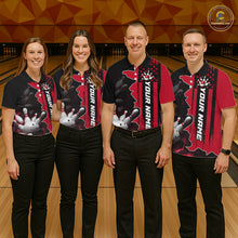 Load image into Gallery viewer, Women's Custom Bowling Tournament Polo Shirt &amp; 1/4 Zip – Personalized Team Bowling Jersey| Red NHT1199