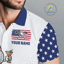 Load image into Gallery viewer, Funny Custom Patriotic Mens Golf Polo Shirt, Personalized Drinking Golf Jersey, Custom Golf Outfit For Family Team Shirt NHT700