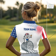 Load image into Gallery viewer, Funny Custom Patriotic Womens Golf Polo Shirt, Personalized Drinking Golf Jersey, Custom Golf Outfit For Family Team Shirt NHT700