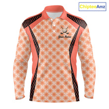 Load image into Gallery viewer, Custom Men's Coral Golf Polo, Personalized Geometric Pattern Golf Shirt With Name, Pink Golf Jersey NHT701