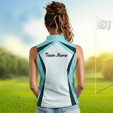 Load image into Gallery viewer, Personalized Aqua Sea Wave Golf Shirt With Name, Elegant Women's Sportswear, Stylish Womens Sleeveless Golf Jersey NHT704