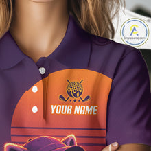 Load image into Gallery viewer, Personalized Raccoon Golf Shirt - Retro Sunset Womens Golf Polo Shirt