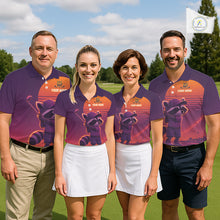 Load image into Gallery viewer, Personalized Raccoon Golf Shirt - Retro Sunset Golf Polo Shirt For Men NHT1036