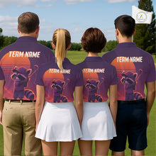 Load image into Gallery viewer, Personalized Raccoon Golf Shirt - Retro Sunset Golf Polo Shirt For Men NHT1036