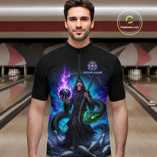 Load image into Gallery viewer, Custom Personalized Team Bowling Jersey With Name, Men's Grim Reaper Bowling Shirt &amp; Quarter Zip NHT1200