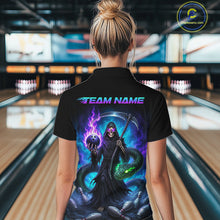 Load image into Gallery viewer, Custom Personalized Team Bowling Jersey With Name, Women's Grim Reaper Bowling Shirt &amp; Quarter Zip NHT1200