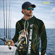 Load image into Gallery viewer, Personalized Hooded Bass Fishing Jersey – Green Angler Shirt Custom Name, Fishing Gift For Men NHT874