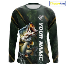 Load image into Gallery viewer, Personalized Bass Fishing Jersey – Green Angler Shirt Custom Name, Fishing Gift For Men NHT874