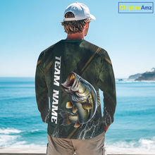 Load image into Gallery viewer, Personalized Bass Fishing Jersey – Green Angler Shirt Custom Name, Fishing Gift For Men NHT874