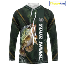 Load image into Gallery viewer, Personalized Hooded Crappie Fishing Jersey – Green Angler Shirt Custom Name, Fishing Gift For Men NHT875
