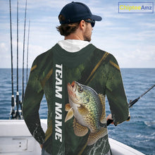 Load image into Gallery viewer, Personalized Hooded Crappie Fishing Jersey – Green Angler Shirt Custom Name, Fishing Gift For Men NHT875