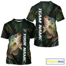Load image into Gallery viewer, Personalized T-Shirts Crappie Fishing Jersey – Green Angler Shirt Custom Name, Fishing Gift For Men NHT875