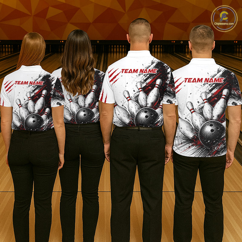 Women's Personalized Skull Bowling Tournament Shirt & Quarter Zip – Custom Name Team Jersey NHT1214