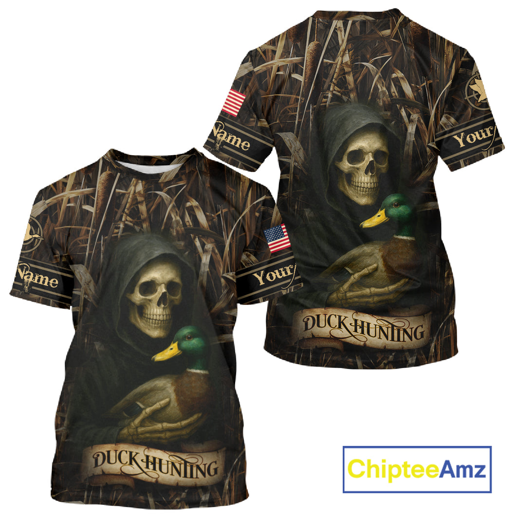 Duck Hunting Camouflage US Flag Custom 3D All Over Printed Shirts Personalized Hunting gift NHT106