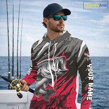 Load image into Gallery viewer, Personalized Bass Fishing Sport Jerseys, Bass Fishing Shirts Long Sleeve Hooded For Men NHT457