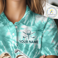 Load image into Gallery viewer, Funny Sloth Golf Polo Shirt For Womens –  Blue Tie Dye Custom Name Golf Shirt, Golf Gift NHT880