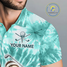Load image into Gallery viewer, Funny Sloth Golf Polo Shirt For Men –  Blue Tie Dye Custom Name Golf Shirt, Golf Gift NHT880