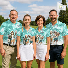 Load image into Gallery viewer, Funny Sloth Golf Polo Shirt For Womens –  Blue Tie Dye Custom Name Golf Shirt, Golf Gift NHT880