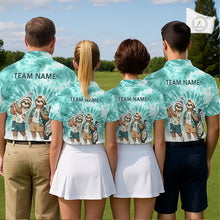 Load image into Gallery viewer, Funny Sloth Golf Polo Shirt For Womens –  Blue Tie Dye Custom Name Golf Shirt, Golf Gift NHT880
