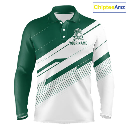 Green And White Mens Golf Polo Shirt Custom Name Golf Shirts For Team Personalized Golf Top NHT882