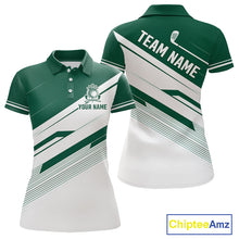 Load image into Gallery viewer, Green And White Womens Golf Polo Shirt Custom Name Golf Shirts For Team Personalized Golf Top NHT882