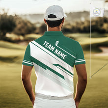 Load image into Gallery viewer, Green And White Mens Golf Polo Shirt Custom Name Golf Shirts For Team Personalized Golf Top NHT882