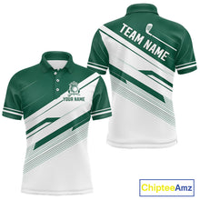 Load image into Gallery viewer, Green And White Mens Golf Polo Shirt Custom Name Golf Shirts For Team Personalized Golf Top NHT882