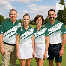Load image into Gallery viewer, Green And White Womens Golf Polo Shirt Custom Name Golf Shirts For Team Personalized Golf Top NHT882