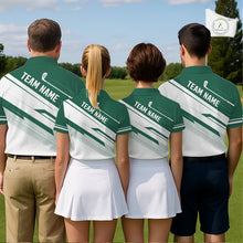Load image into Gallery viewer, Green And White Womens Golf Polo Shirt Custom Name Golf Shirts For Team Personalized Golf Top NHT882