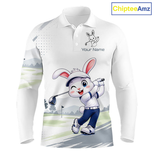 Custom Bunny Golf Polo Shirt – Personalized Rabbit Golf Shirt, Funny Golfer Gift For Men 