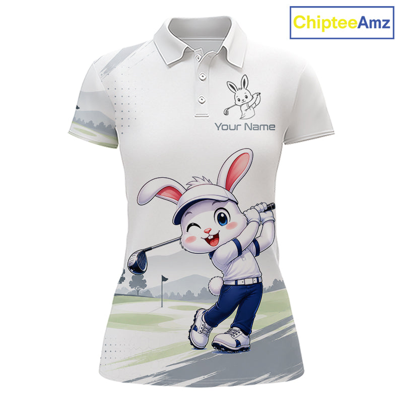 Custom Bunny Golf Polo Shirt – Personalized Rabbit Golf Shirt, Funny Golfer Gift For Women's 