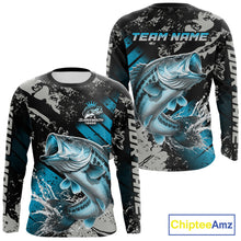 Load image into Gallery viewer, Bass Fishing Shirts Long Sleeve Customized Name, Largemouth Bass Fishing Jerseys For Men NHT531