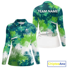 Load image into Gallery viewer, Green Tropical Splash Custom Golf Polo Shirt – Personalized Team Name Performance Polo Tee For Women NHT894