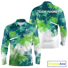 Load image into Gallery viewer, Green Tropical Splash Custom Golf Polo Shirt – Personalized Team Name Performance Polo Tee For Men NHT894
